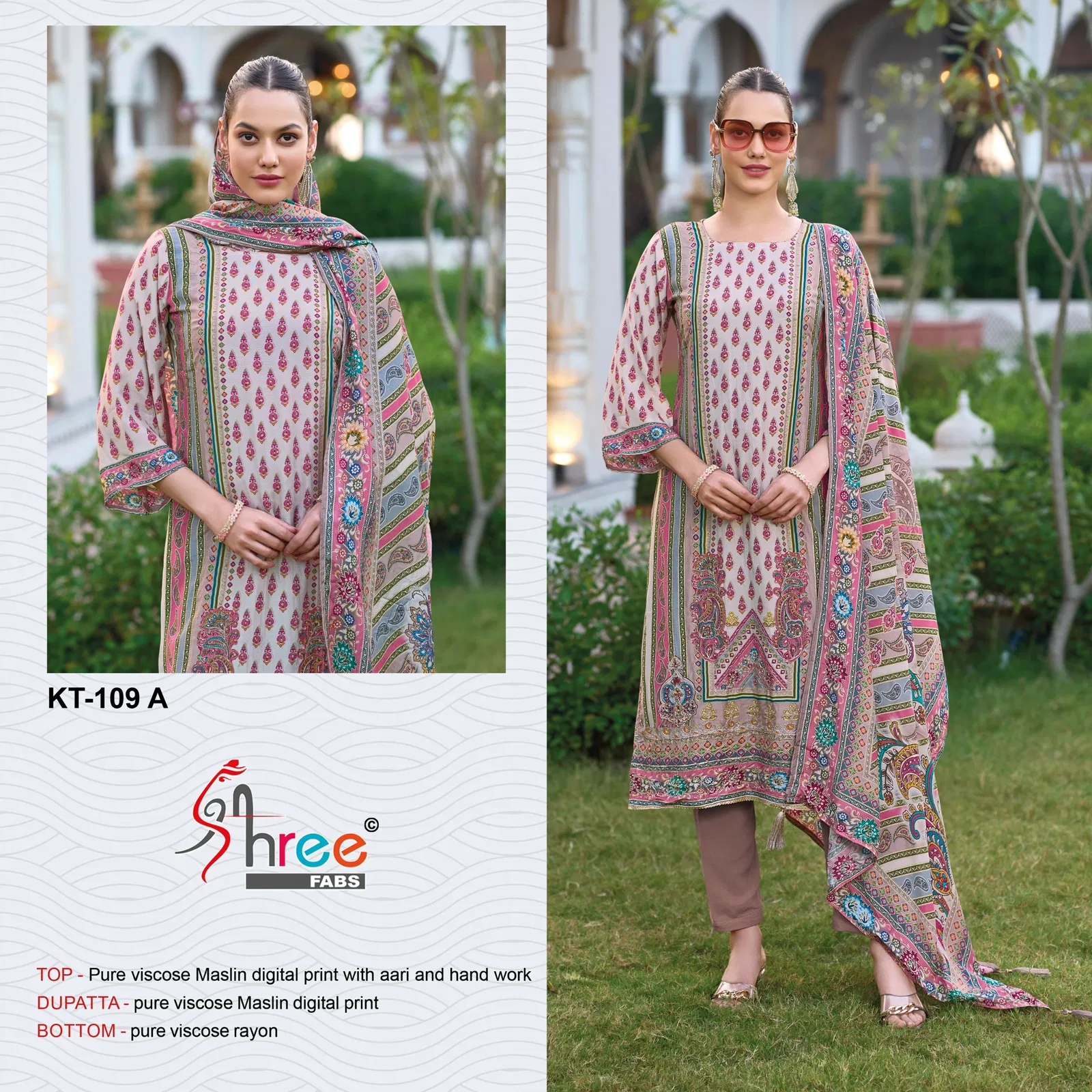 KT 110 By Shree Viscose Maslin Digital Printed Salwar Suits Exporters In India